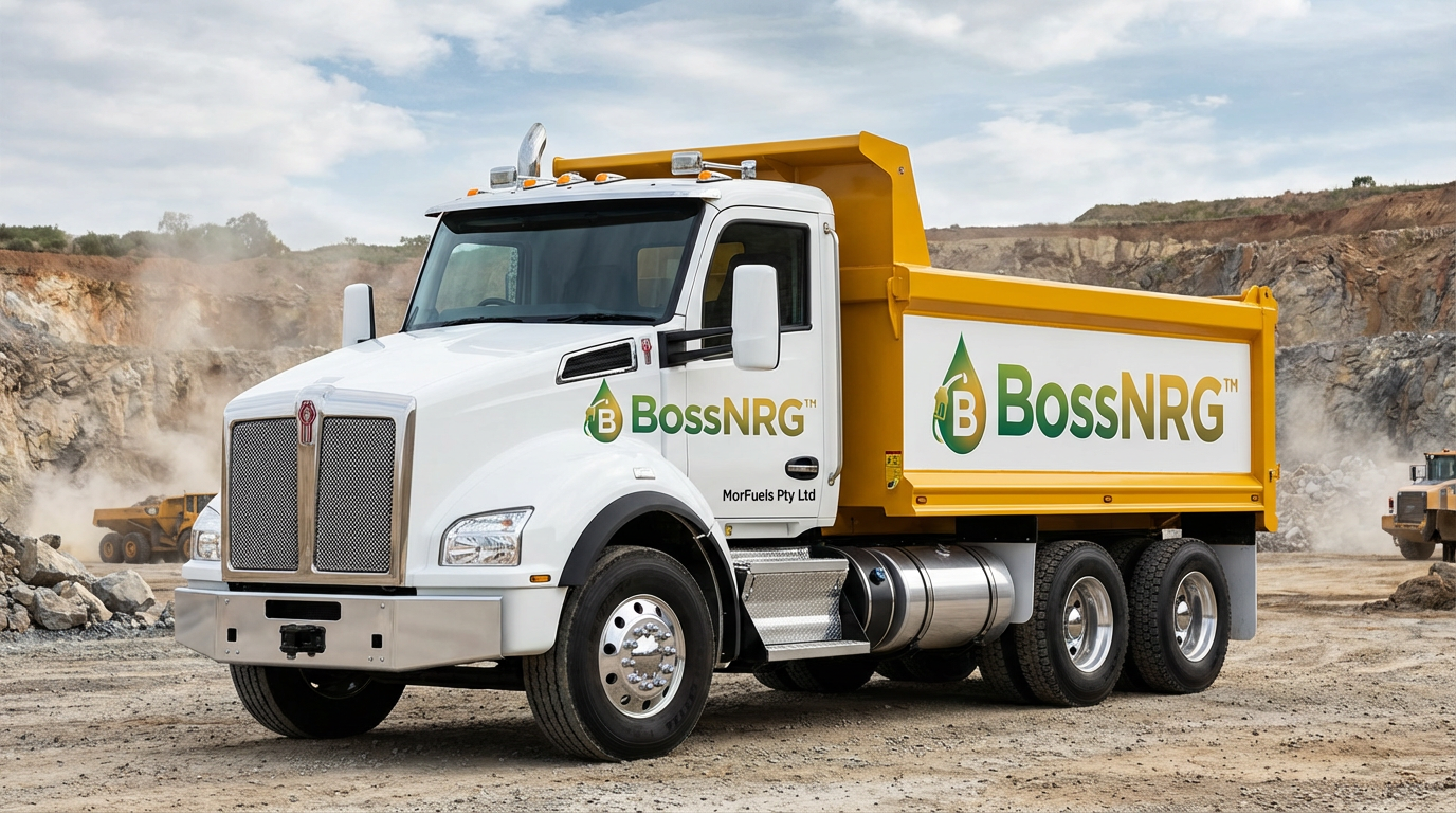 BossNRG branded dump truck for mining operations